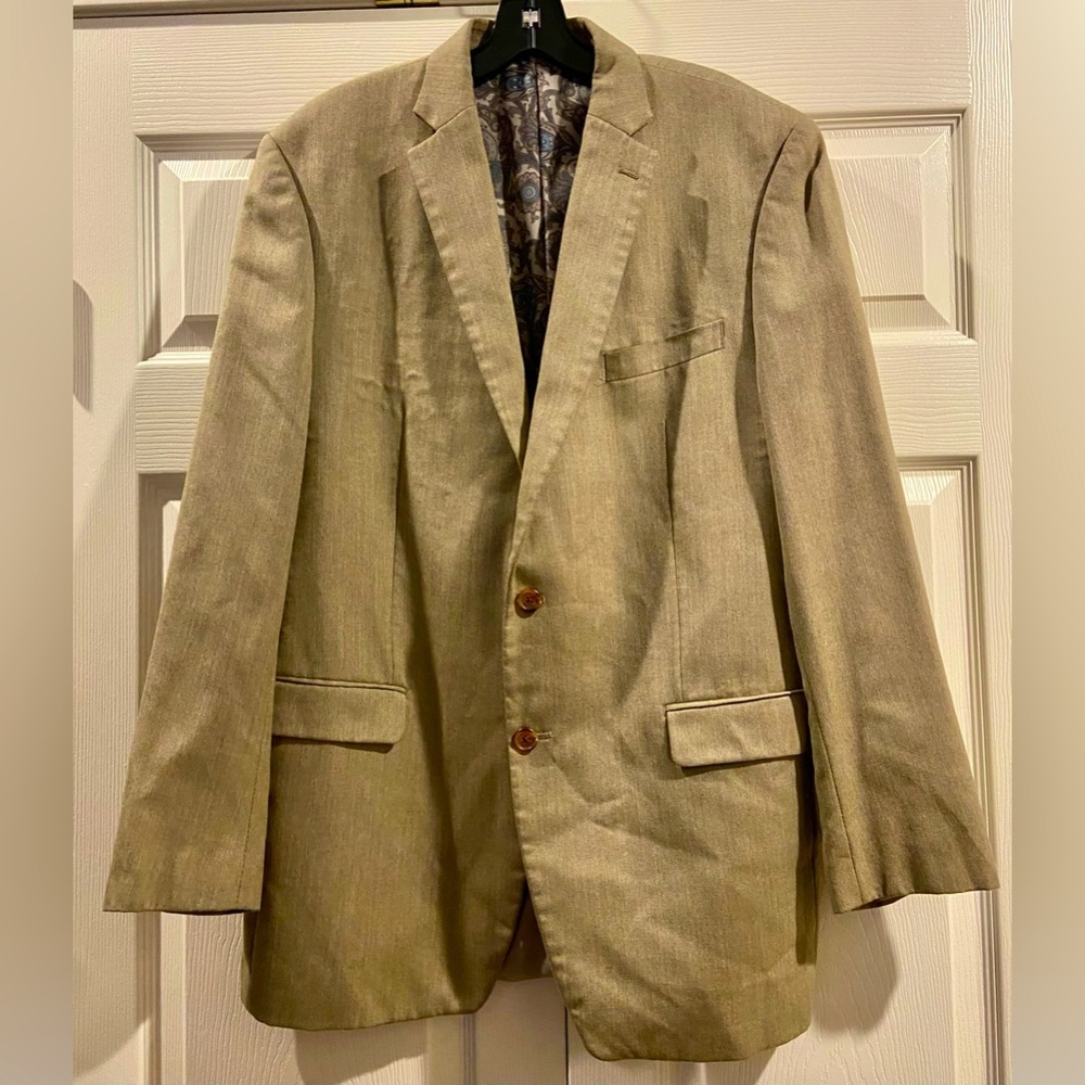 Lauren Ralph Lauren Blazer Men 44L Tan Wool Stretch Classic Career Jacket